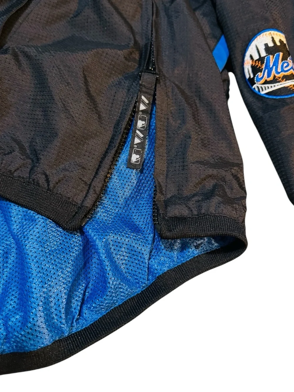 NEW YORK METS Baseball Jacket Windbreaker Dugout Majestic MLB Collection Mens